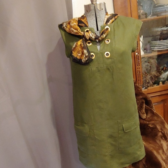 J. Crew Dresses & Skirts - J Crew Green Linen Shift Dress W/ Grommets